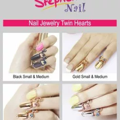 Stephen Nail Jewelry Twin Hearts (Small-Black)